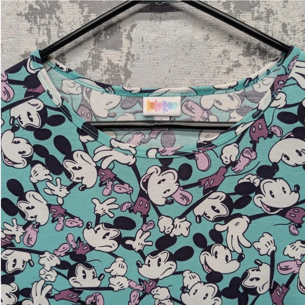 LuLaRoe Disney Mickey Mouse Mint Green Graphic T‎ Shirt Size L